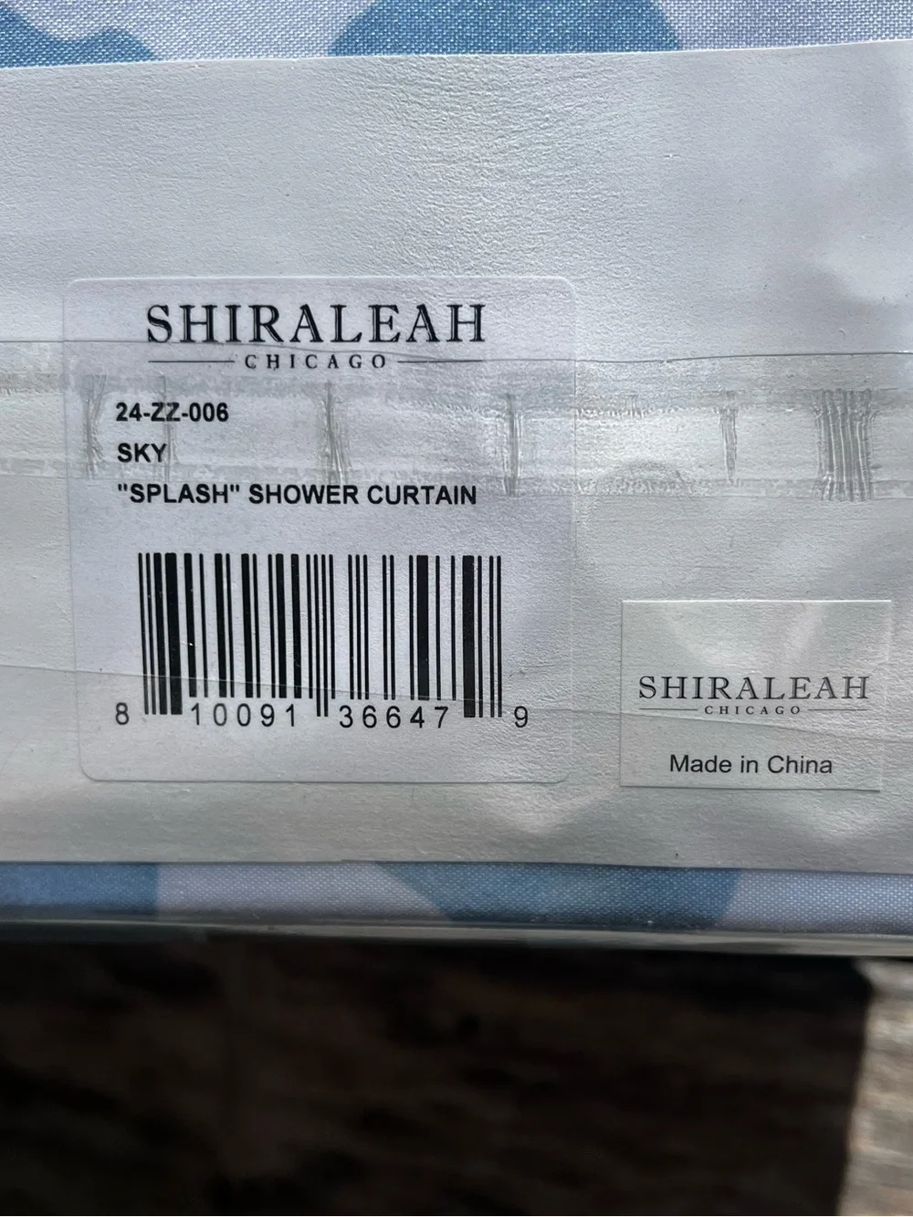 🚿NEW w/tags Shiraleah SPLASH Shower Curtain White Blue Fabric 72x72